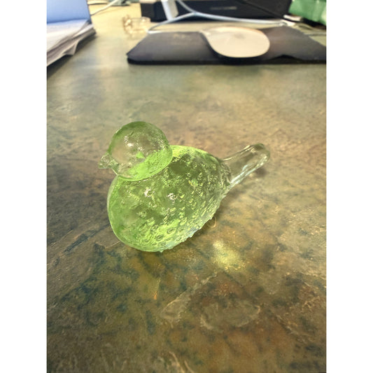 solid glass tiny bird figurine shelf sitter