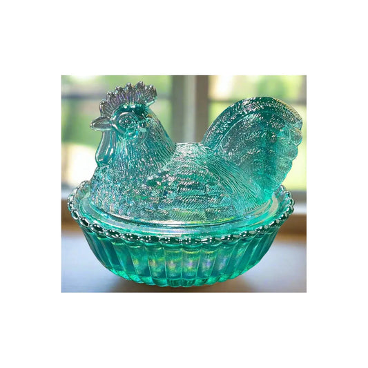 Covered Rooster on Ribbed Nest with Split Tail