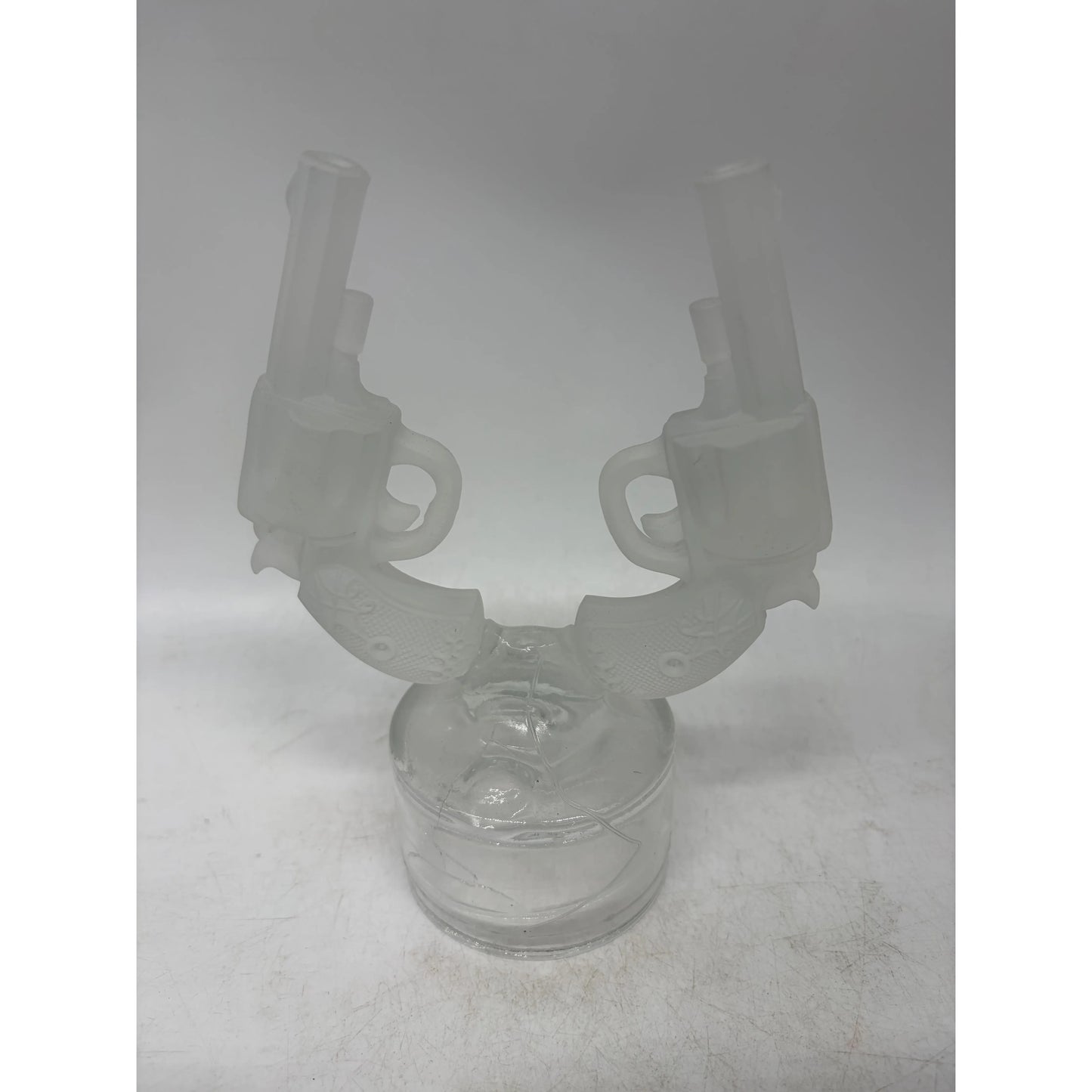 Solid Glass Double Revolver on Font (Will have crizzel marks on bases)