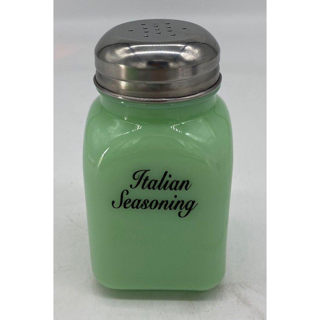 Square Stove Top Jade Spice Jars w/Script Lettering