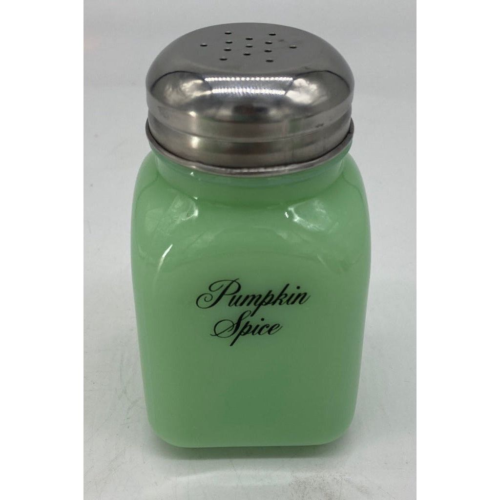 Square Stove Top Jade Spice Jars w/Script Lettering