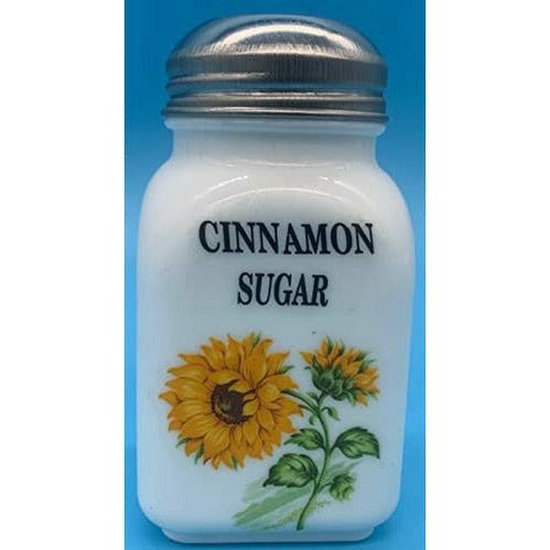 Square Stove Top Spice Jars, Milk Glass w/Sunflower