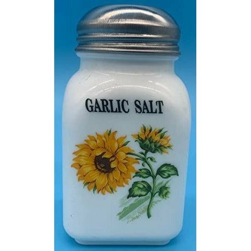 Square Stove Top Spice Jars, Milk Glass w/Sunflower