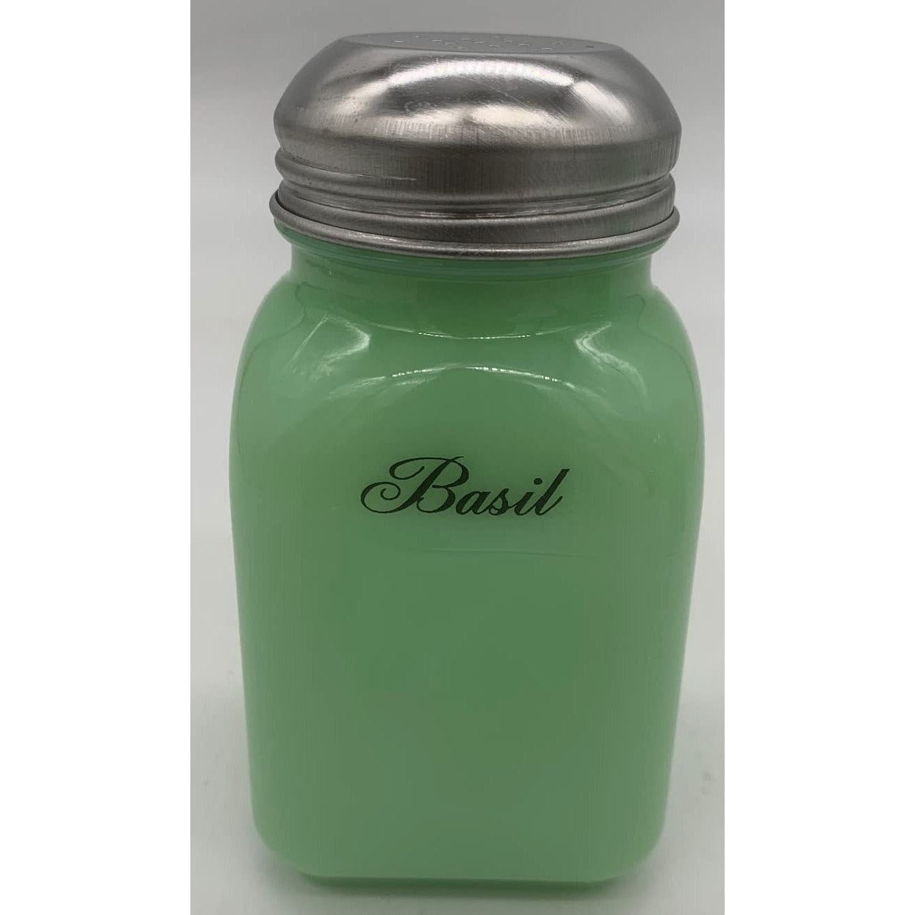 Square Stove Top Jade Spice Jars w/Script Lettering