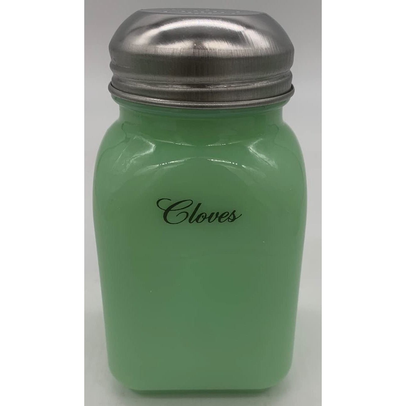 Square Stove Top Jade Spice Jars w/Script Lettering