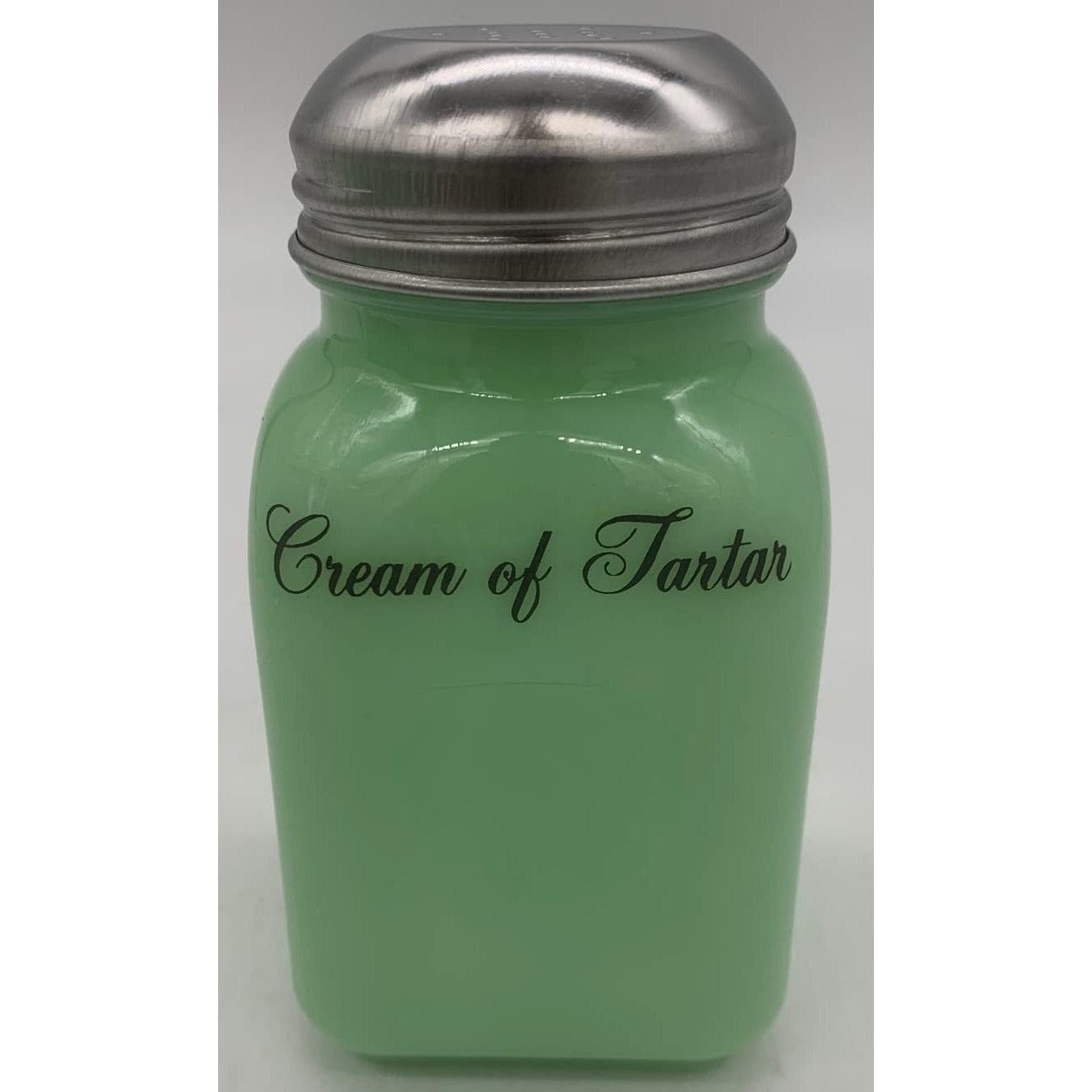 Square Stove Top Jade Spice Jars w/Script Lettering