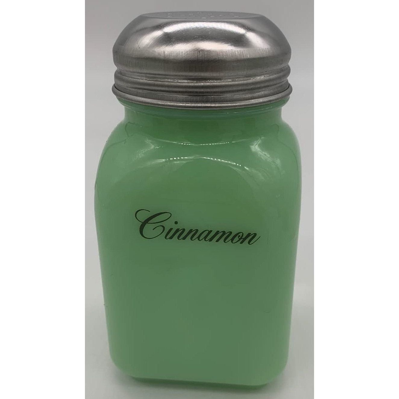 Square Stove Top Jade Spice Jars w/Script Lettering