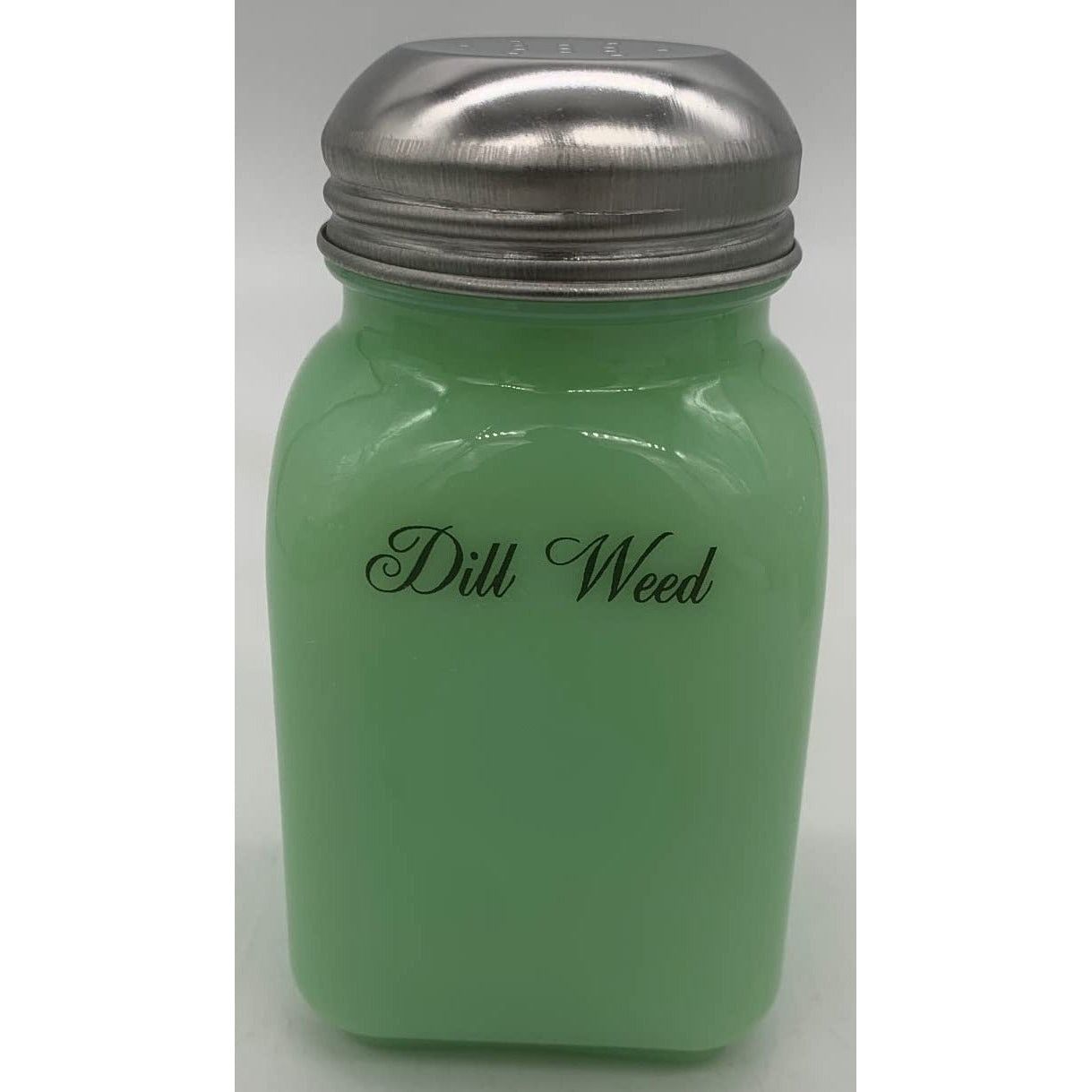Square Stove Top Jade Spice Jars w/Script Lettering