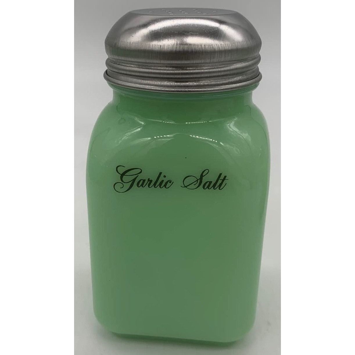 Square Stove Top Jade Spice Jars w/Script Lettering
