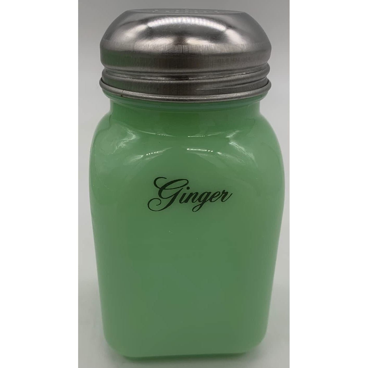 Square Stove Top Jade Spice Jars w/Script Lettering