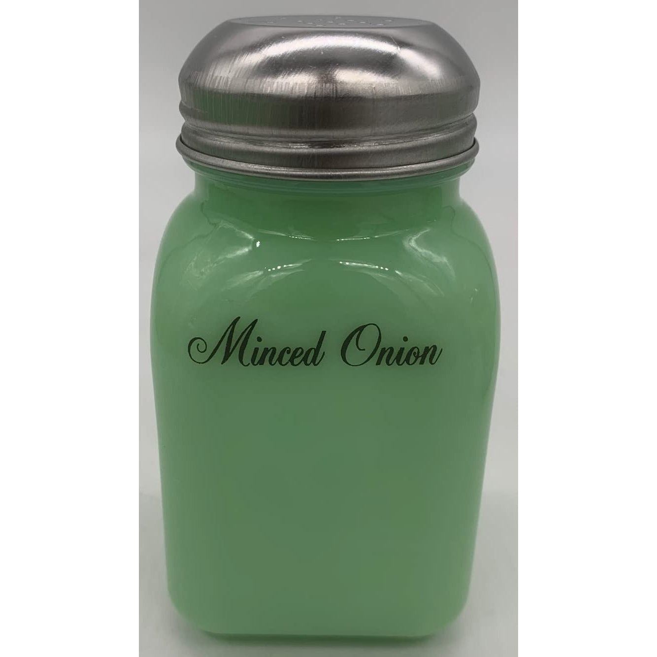 Square Stove Top Jade Spice Jars w/Script Lettering