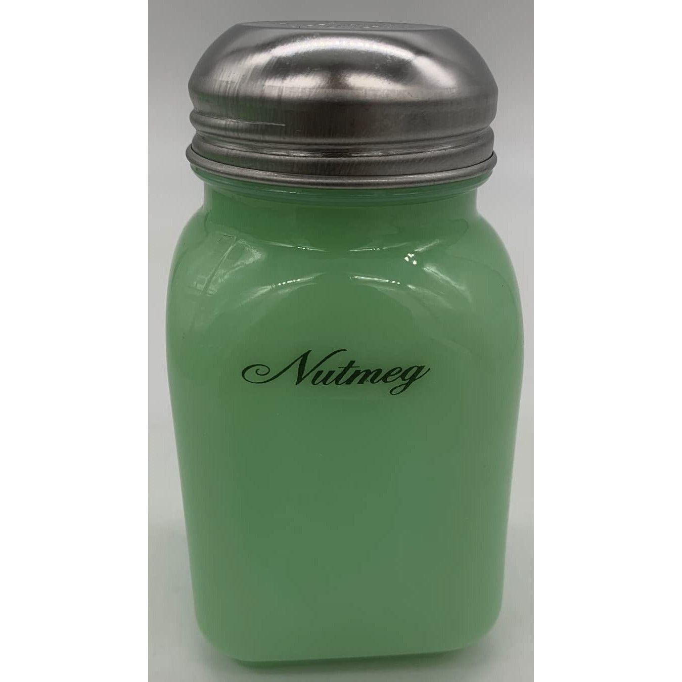 Square Stove Top Jade Spice Jars w/Script Lettering