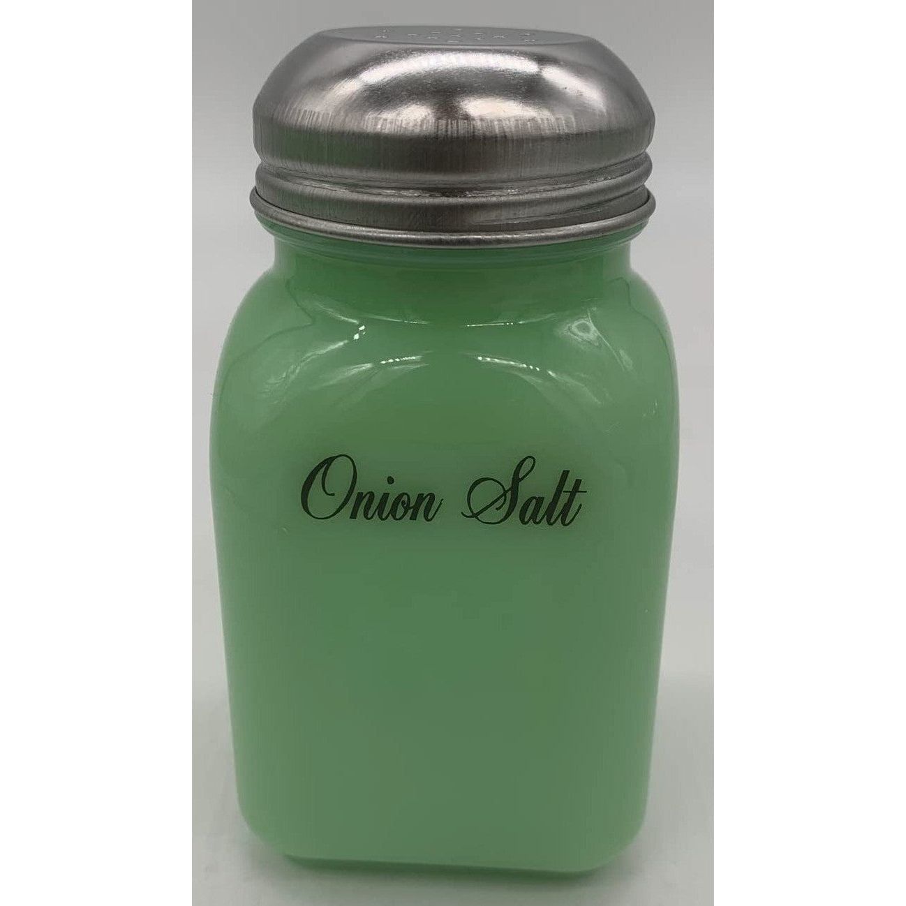 Square Stove Top Jade Spice Jars w/Script Lettering
