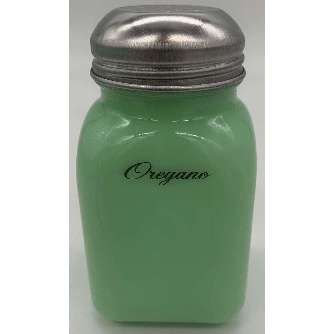Square Stove Top Jade Spice Jars w/Script Lettering