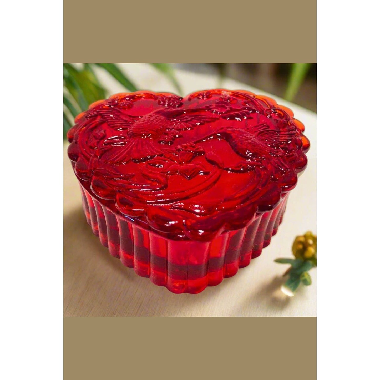 Heart Covered Jewelry Box or Candy Dish