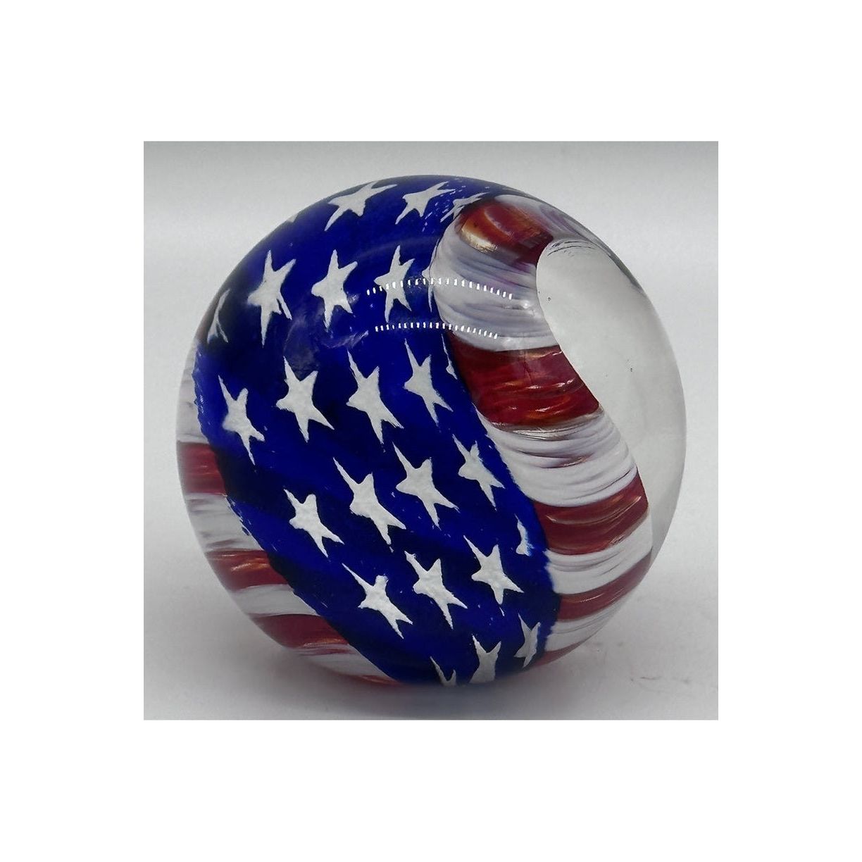 Red, White Blue Round Paperweight