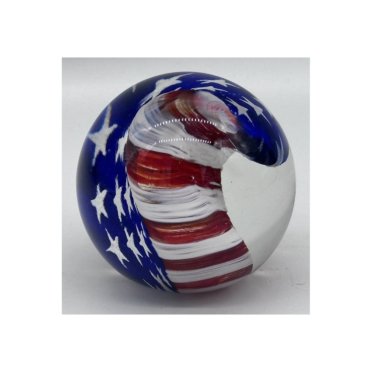 Red, White Blue Round Paperweight