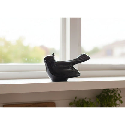 black sparrow solid glass bird figure