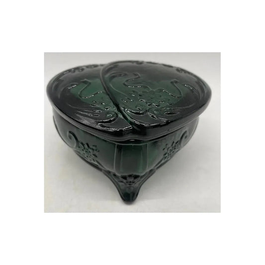 Double Heart Footed Covered Jewelry Box or Candy Dish