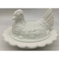 Covered Chicken Dish with Split Tail on Wide Rim Base