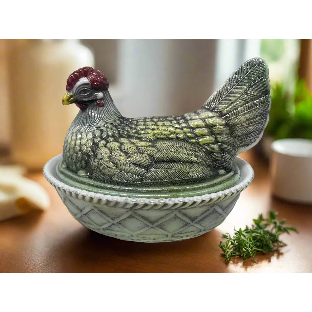 Covered Chicken Dish with on Woven Nest