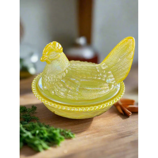 Covered Chicken with a Split Tail on a Woven Nest