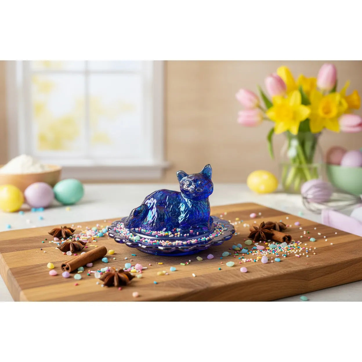 Mosser Glass Cat Salt on wide rim base made in usa – Helen & Phil