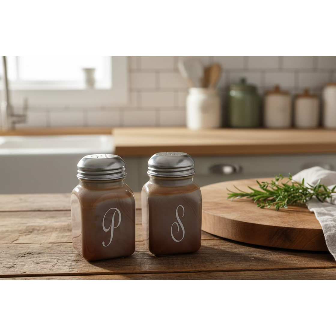 Stove Top Salt & Pepper Shakers Monogram