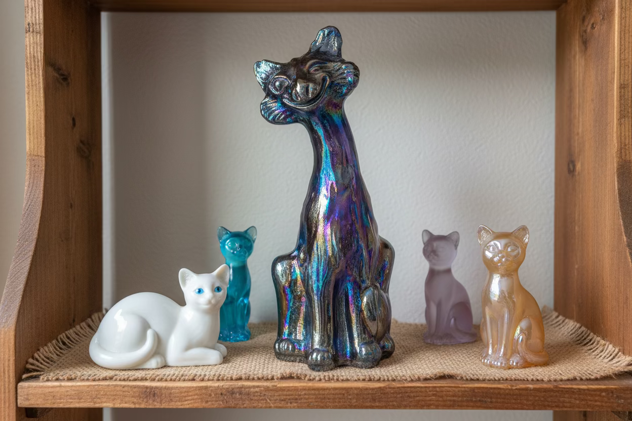 Cobalt Blue Fenton Cat