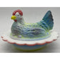 Covered Chicken Dish with Split Tail on Wide Rim Base