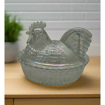 Covered Rooster on Ribbed Nest with Split Tail