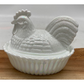 Covered Rooster on Ribbed Nest with Split Tail