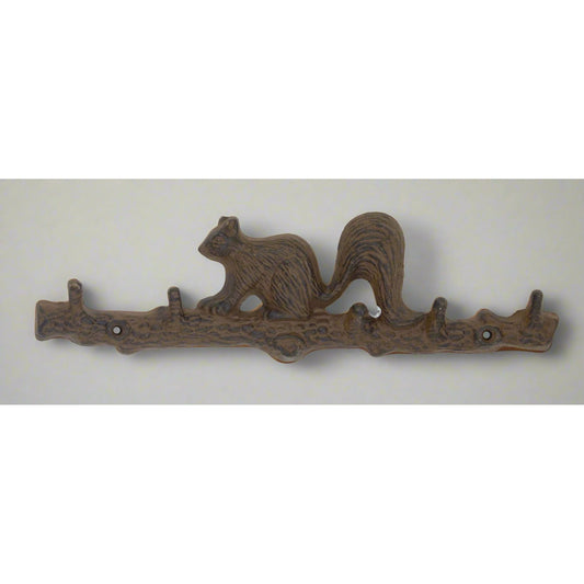 Cast Iron Squirrel Wall Rack (Rust)
