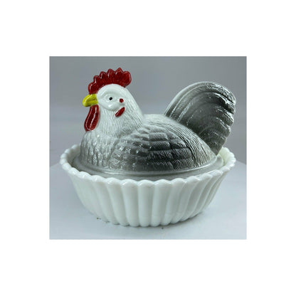 Covered Rooster on Ribbed Nest with Split Tail