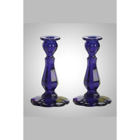 Heavy Pressed Round Candlestick Holders