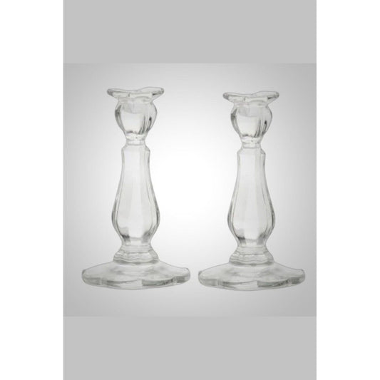 Heavy Pressed Round Candlestick Holders