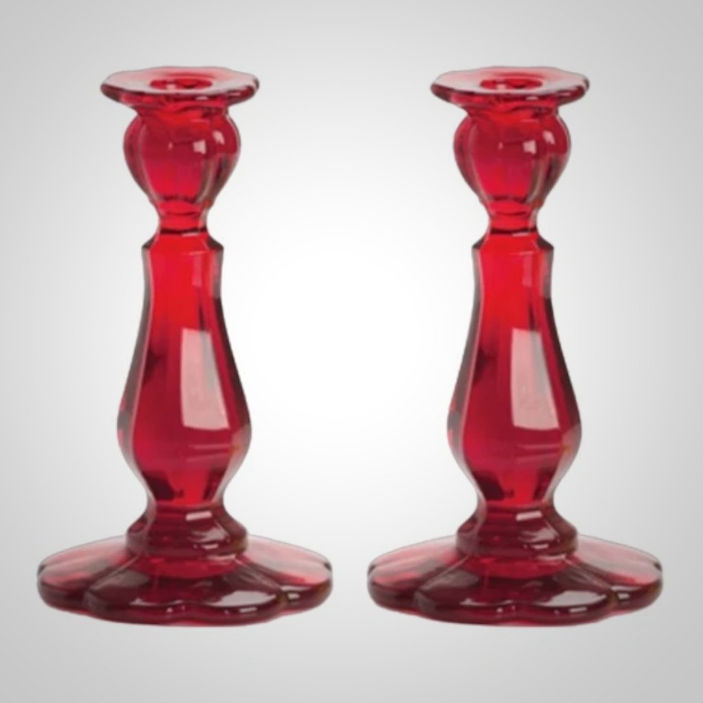 Heavy Pressed Round Candlestick Holders