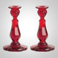 Heavy Pressed Round Candlestick Holders