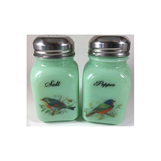 Stove Top Salt & Pepper Shakers Decorated w/Butterflies, Birds & Flowers