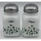 Square Stove Top Spice Jars, Milk Glass w/Clovers