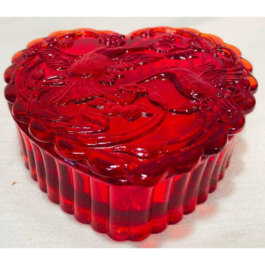 Heart Covered Jewelry Box or Candy Dish