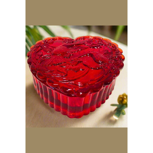Heart Covered Jewelry Box or Candy Dish