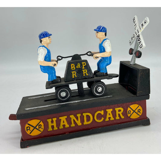 Railroad Hand Car Mechanical Bank